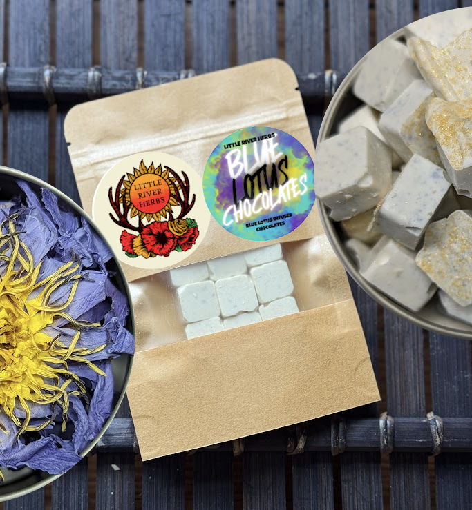 Botanical White Chocolate Bites with Blue Lotus Extract