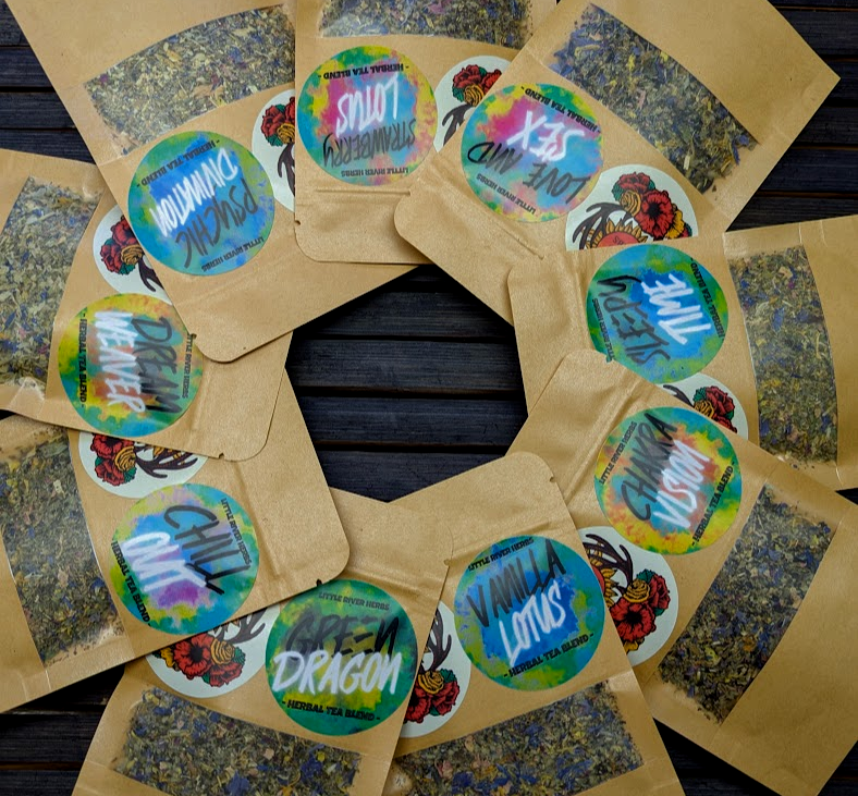 Set Of 10 Mullein Based Herbal Tea Blends With Blue Lotus Flower Petals - Herbal Tea Gift Set