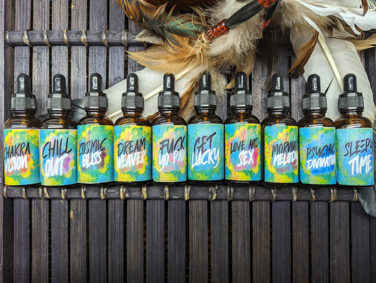 Set Of 10 Mullein Based Herbal Tincture Blends With Blue Lotus Flower Petals - Herbal Tincture Gift Set - SHIPS FREE