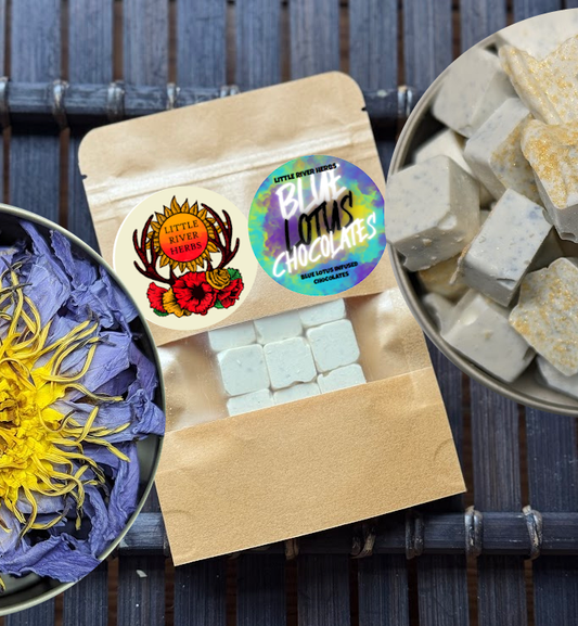 Botanical White Chocolate Bites with Blue Lotus Extract